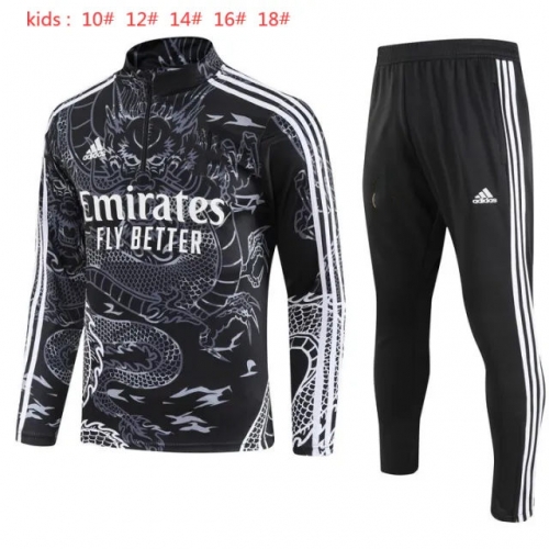 2023/24 Special Versio Rea Madrid Back & Gray Kids/Youth Soccer Tracksuit Uniform-GDP