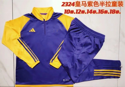 Kids 2023/24 Rea Madrid Purple Kids/Youth Soccer Tracksuit Uniform-801