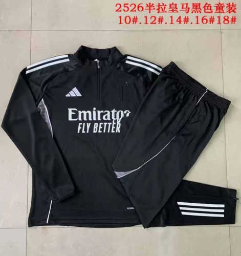 Kids 2025/26 Rea Madrid Black Kids/Youth Soccer Tracksuit Uniform-815/411