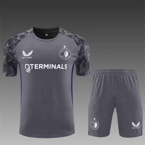 2025/26 Feyenoord Rotterdam Dark Gray Soccer Tracksuit Uniform-801
