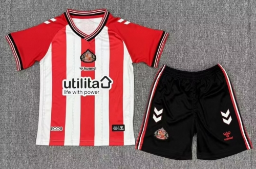 Kids 2025/26 Sunderland Home Red & White Kids/Youth Soccer Uniform-1040/522/208