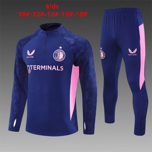 Kids 2025/26 Feyenoord Rotterdam Royal Blue Kids/Youth Soccer Tracksuit Uniform-801