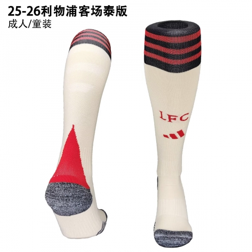 Adult & Kids 25/26 Liverpool Away Rice Yellow Thailand Soccer Socks