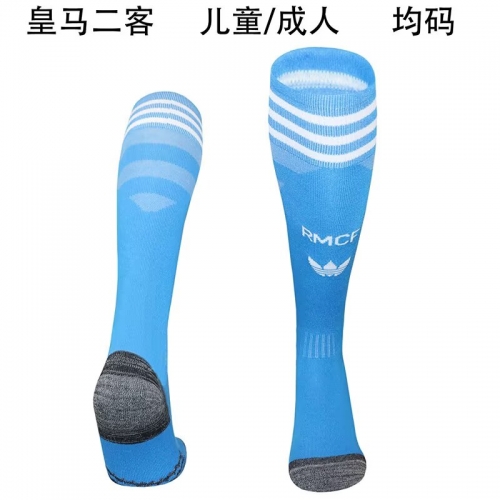 Adult & Kids 2025/26 Rea Madrid 2nd Away Blue Thailand Soccer Socks