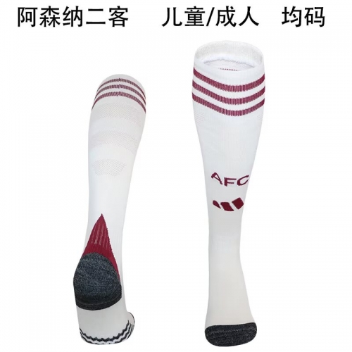 Adult/Kids 2025/26 Arsenal 2nd Away White Thailand Soccer Socks