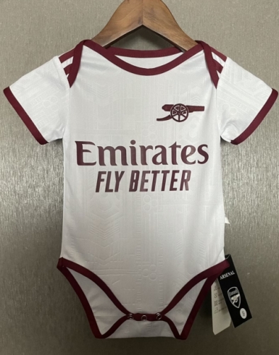 (Size 9-12) 2025/26 Arsenal 2nd Away White Baby Soccer Uniform-308