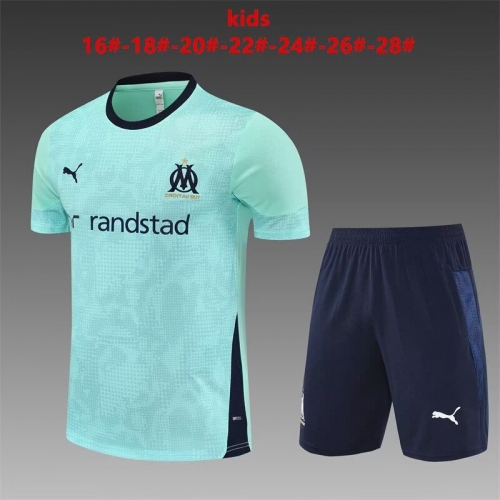 Camouflage 2025/26 Olympique Marseille Lake Blue Kids/Youth Thailand Soccer Uniform-801