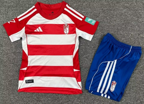 Kids 2025/26 Granada CF Home Red & White Kids/Youth Soccer Uniform-1040