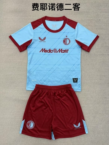 Kids 2025/26 Feyenoord Rotterdam 2nd Away Blue Kids/Youth Soccer Uniform-208/522