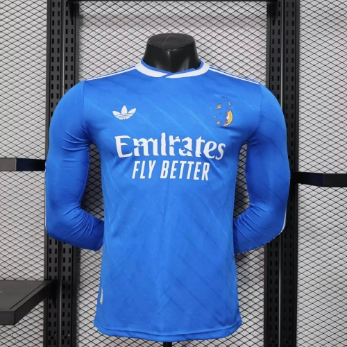 Player Version 2025/26 Rea Madrid 2nd Away Blue LS Thailand Soccer Jersey AAA-888/16/703