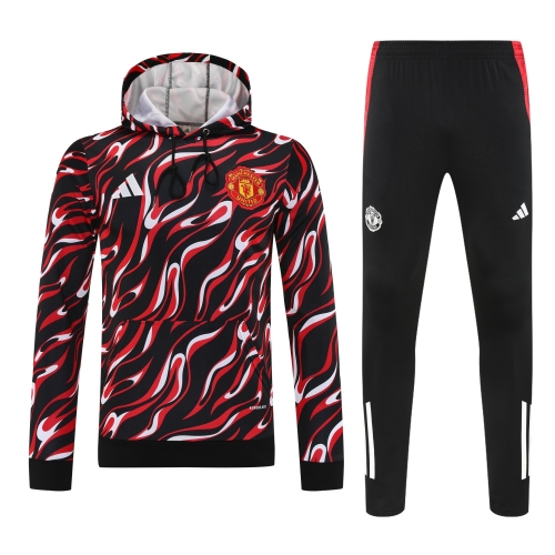 2025/26 Manchester United Black & Red Thailand Tracksuit Uniform With Hat-418