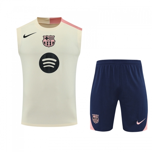 2025/26 Barcelona Light Yellow Thailand Soccer Training Vest Suit-418