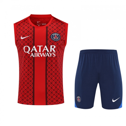 2025/26 Paris SG Red Thailand Soccer Training Vest Suit-418