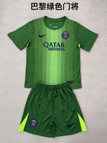 kids 2025/26 Paris SG Goalkeeper Green Kids/Youth Soccer Uniform-208
