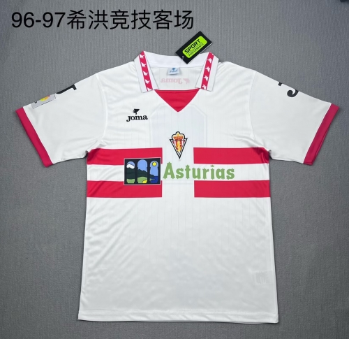 96/97 Retro Version Sporting de Gijón Away White Thailand Soccer Jersey AAA-709