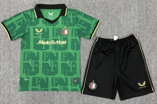 Kids 2025/26 Feyenoord Rotterdam 4nd Away Green Kids/Youth Soccer Uniform-522/1040