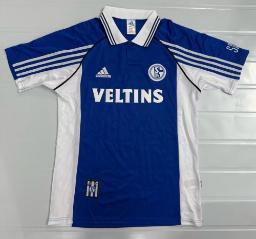 98-00 Retro Version Schalke 04 Home Blue Thailand Soccer Jersey AAA-908