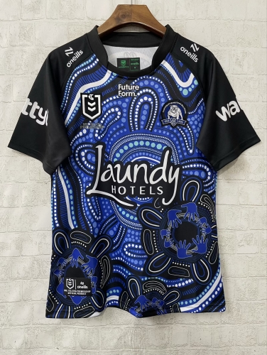 2025 Season Bull Dog head Black & Blue Thailand Rugby Shirts-805