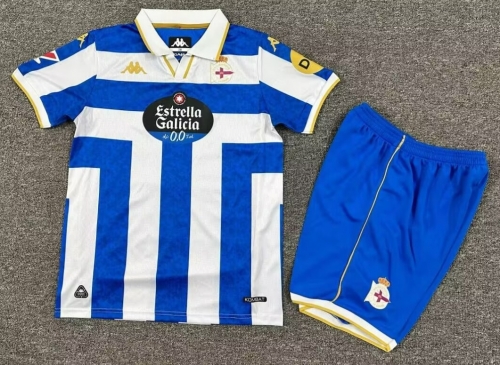 Kids 2025/26 Deportivo de La Coruña Home Blue & White Kids/Youth Soccer Uniform-1040/208