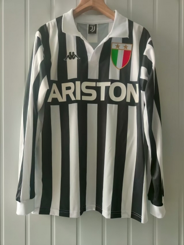 84/85 Retro Version Juventus Home Black & White Thailand LS Soccer Jersey AAA-2178