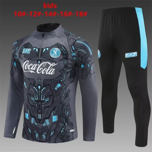2025/26 SSC Napoli Gray & Black Kids/Youth Soccer Tracksuit Uniform-815/801