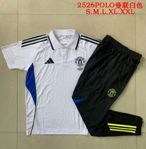 2025/26 Manchester United White Thailand Polo Uniform-815