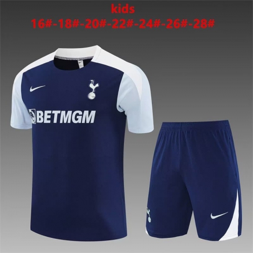 (Size 16-28) 2025/26 Tottenham Hotspur Royal Blue Kids/Youth Soccer Tracksuit Uniform-801