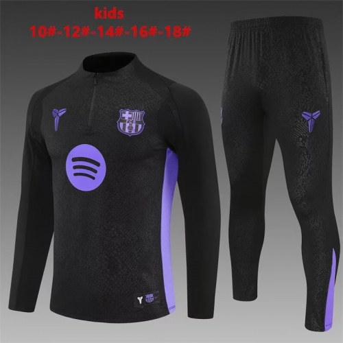 Kids 2025/26 Jointed Version Barcelona Black Kids/Youth Soccer Tracksuit Uniform-801/815