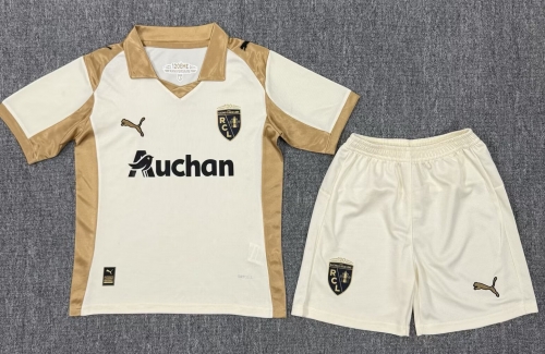 kids 2025/26 RC Lens 2nd Away Light Yellow Kids/Youth Soccer Uniform AAA-522