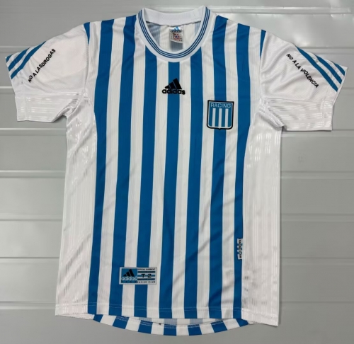 99/00 Retro Version Racing Club de Avellaneda Home Blue & White Thailand Soccer Jersey AAA-503