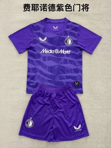 Kids 2025/26 Feyenoord Rotterdam Goalkeeper Purple Kids/Youth Soccer Uniform-208