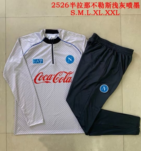 2025/26 Napoli Light Gray Thailand Soccer Tracksuit Unifrom-815
