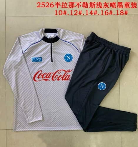 Kids 2025/26 Napoli Light Gray Kids/Youth Soccer Tracksuit Uniform-815
