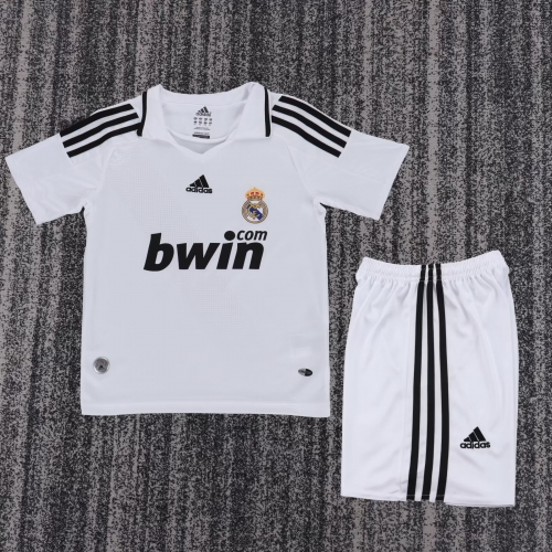 Kids 08-09 Retro Version Real Madrid Home White Kids/Youth Soccer Uniform-811