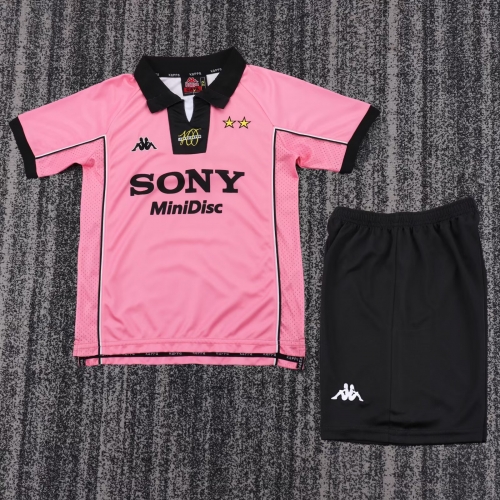 Kids 97/98 Retro Version Juventus Away Pink Kids/Youth Soccer Uniform-811
