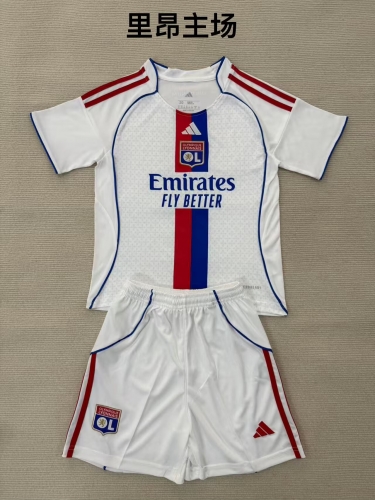 Kids 2025/26 Olympique Lyonnais Home White Kids/Youth Soccer Uniform-208/123