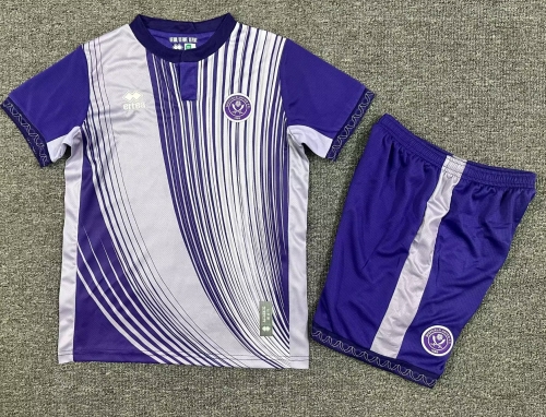 Kids 2025/26 Sheffield United 2nd Away Purple Kids/Youth Soccer Uniform-1040