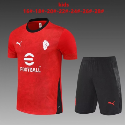 Camouflage 2025/26 AC Milan Red Shorts-Sleeve Kids/Youth Soccer Tracksuit Uniform-801