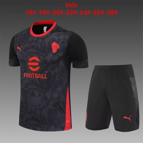 Camouflage 2025/26 AC Milan Black Shorts-Sleeve Kids/Youth Soccer Tracksuit Uniform-801