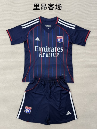 Kids 2025/26 Olympique Lyonnais Away Royal Blue Kids/Youth Soccer Uniform-208