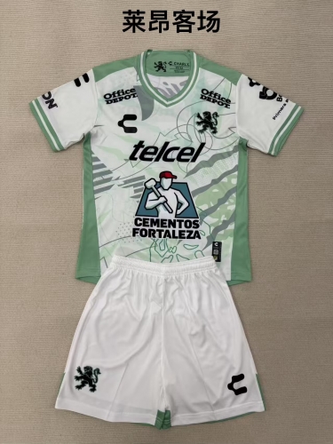 Kids 2025/26 Club León Away White & Green Kids/Youth Soccer Uniform-208