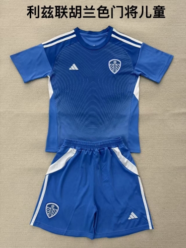 Kids 2025/26 Leeds United Goalkeeper Lake Blue Kids/Youth Soccer Uniform-208