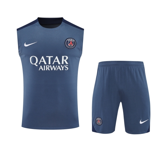 2025/26 Paris SG Gray Blue Thailand Soccer Training Vest Suit-418