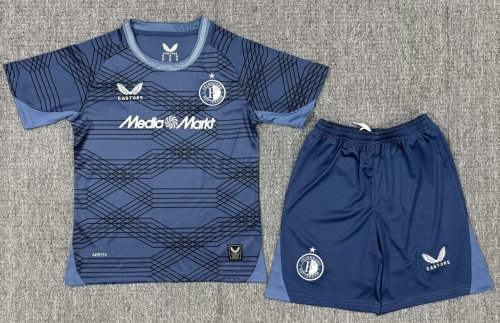 Kids 2025/26 Feyenoord Rotterdam Away Gray Blue Kids/Youth Soccer Uniform-522/208