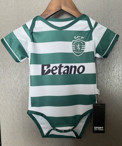 (Size 9-12) 2025/26 Sporting Lisbon Home White & Green Baby Soccer Uniform-308