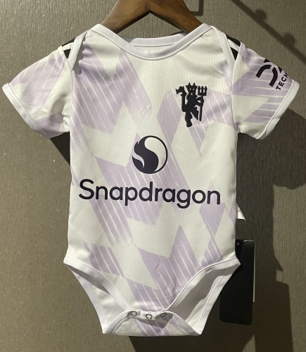 (Size 9-12) 2025/26 Manited United Away White Baby Soccer Uniform-308
