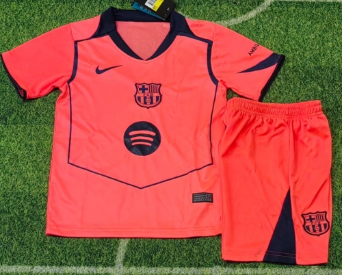 Kids 2025/26 Barcelona 2nd Away Orange Kids/Youth Soccer Uniform-507/812/522