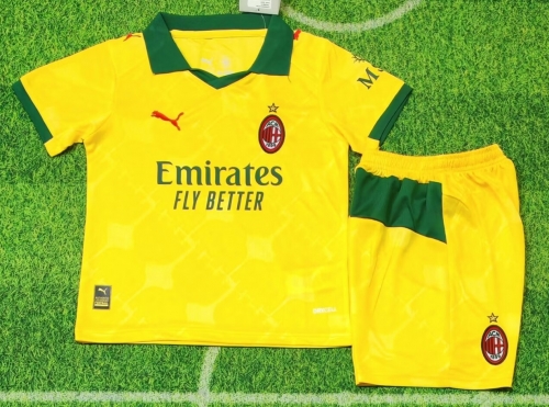 Kids 2025/26 AC Milan 2nd Away Yellow Kids/Youth Soccer Uniform-507