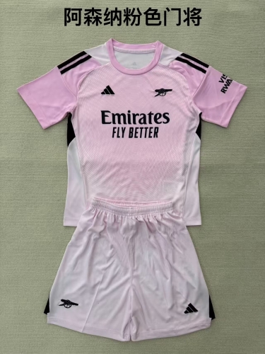 Kids 2025/26 Arsenal Goalkeeper Pink Kids/Youth Soccer Uniform-208
