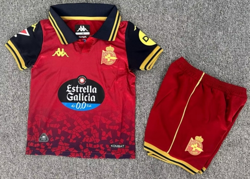 Kids 2025/26 Deportivo de La Coruña Away Red Kids/Youth Soccer Uniform-1040